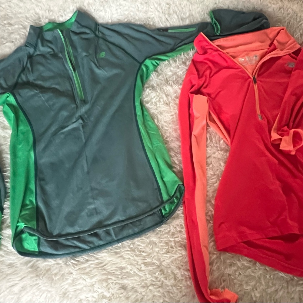 New Balance Long Sleeve Tops - Coral and Green - sS- 2 for 1